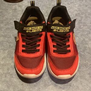 Skechers S-Lights Kids' Red and Black Light-Up Sneakers